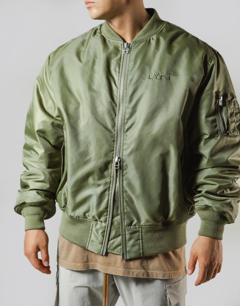 LÝFT LOGO PATCH MA-1 JACKET - OLIVE着丈63