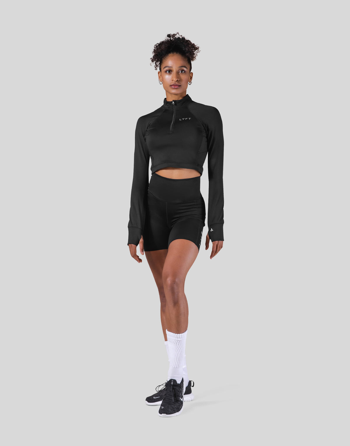 Slim Fit Half Zip Long Sleeve - Black
