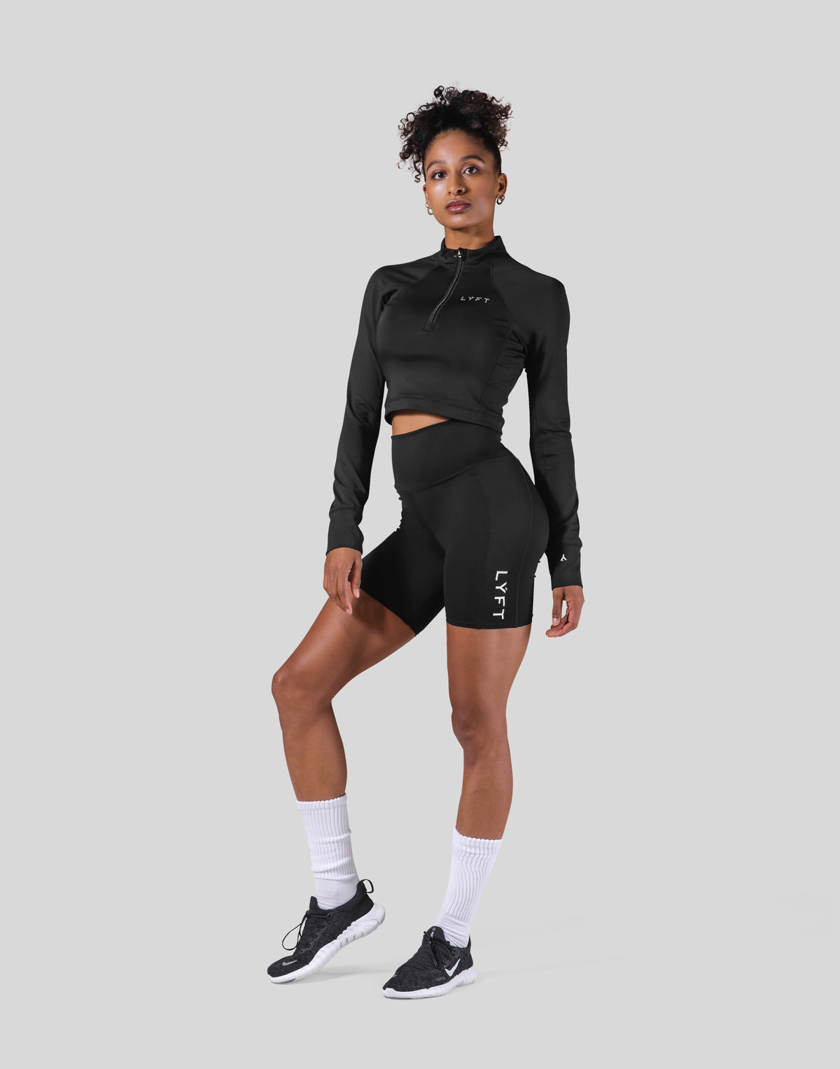Slim Fit Half Zip Long Sleeve - Black