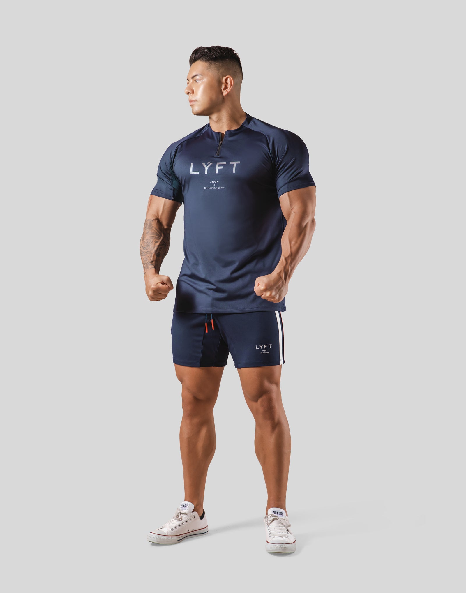 Half Zip Stretch T-Shirt 2 - Navy – LÝFT