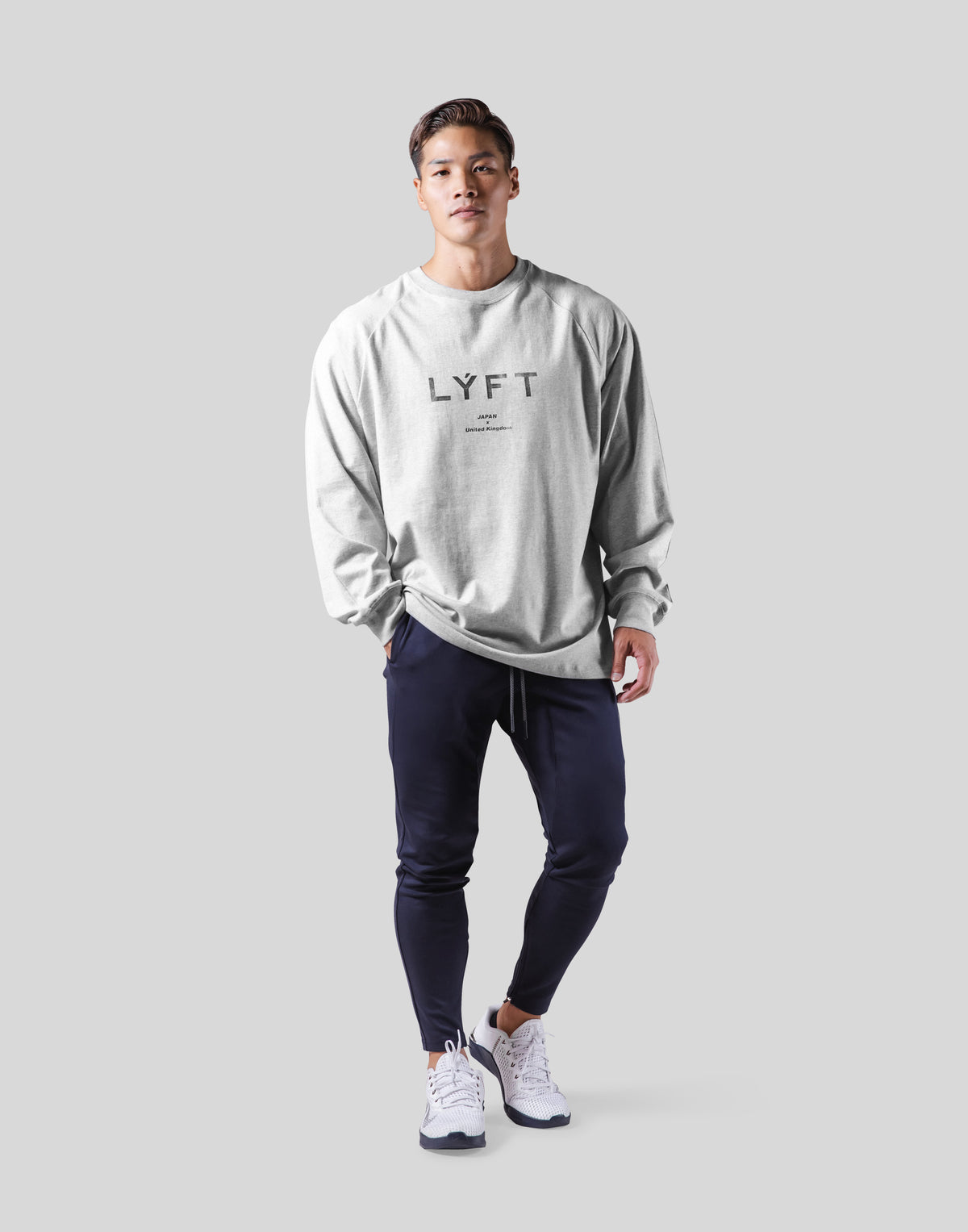 LÝFT Logo Raglan Long T-Shirt - Grey