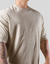 Script Logo Pile Big T-Shirt - Beige