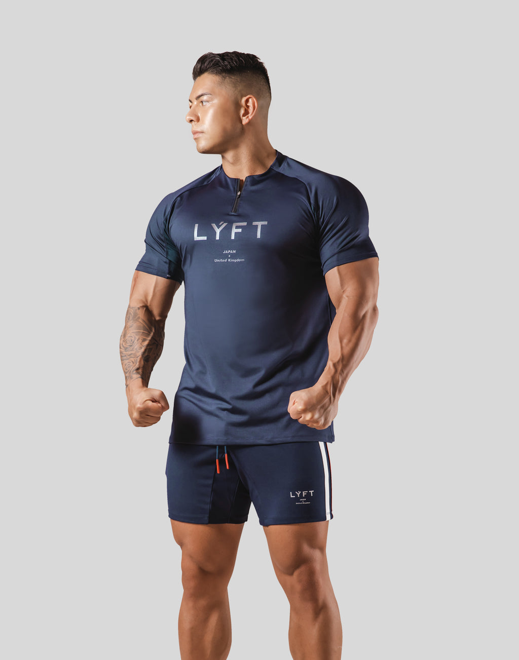 Half Zip Stretch T-Shirt 2 - Navy – LÝFT