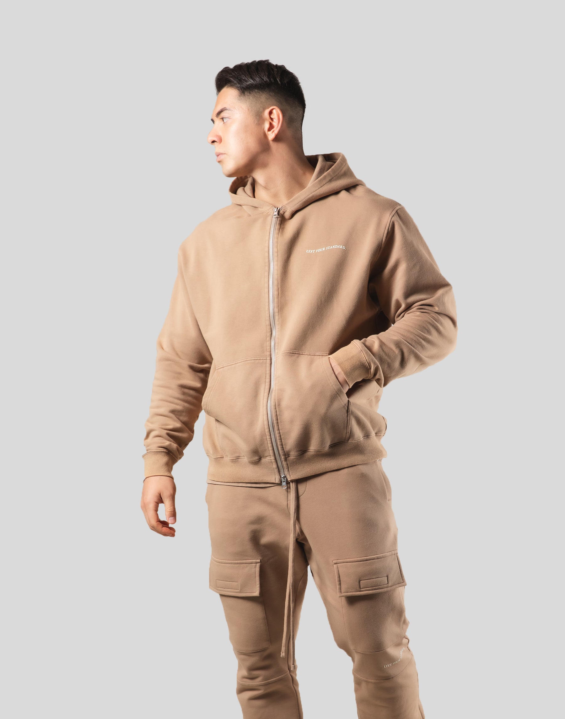 Lion Ring ZipUp Hoodie - Beige – LÝFT