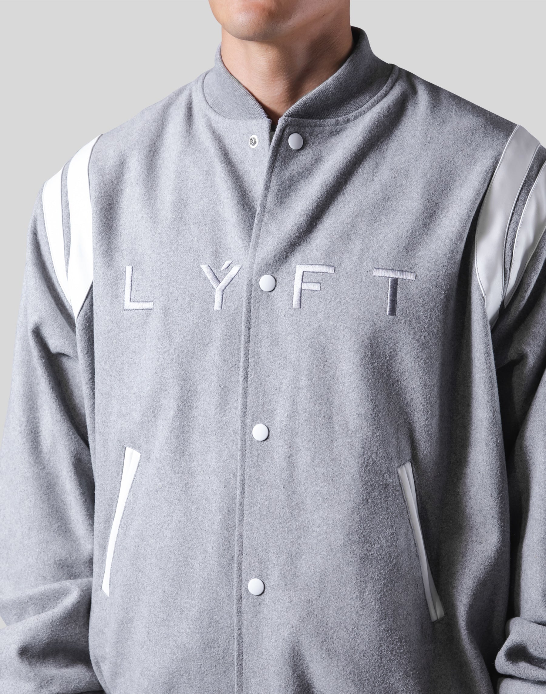 Round Shoulder Stadium Jacket - Grey – LÝFT