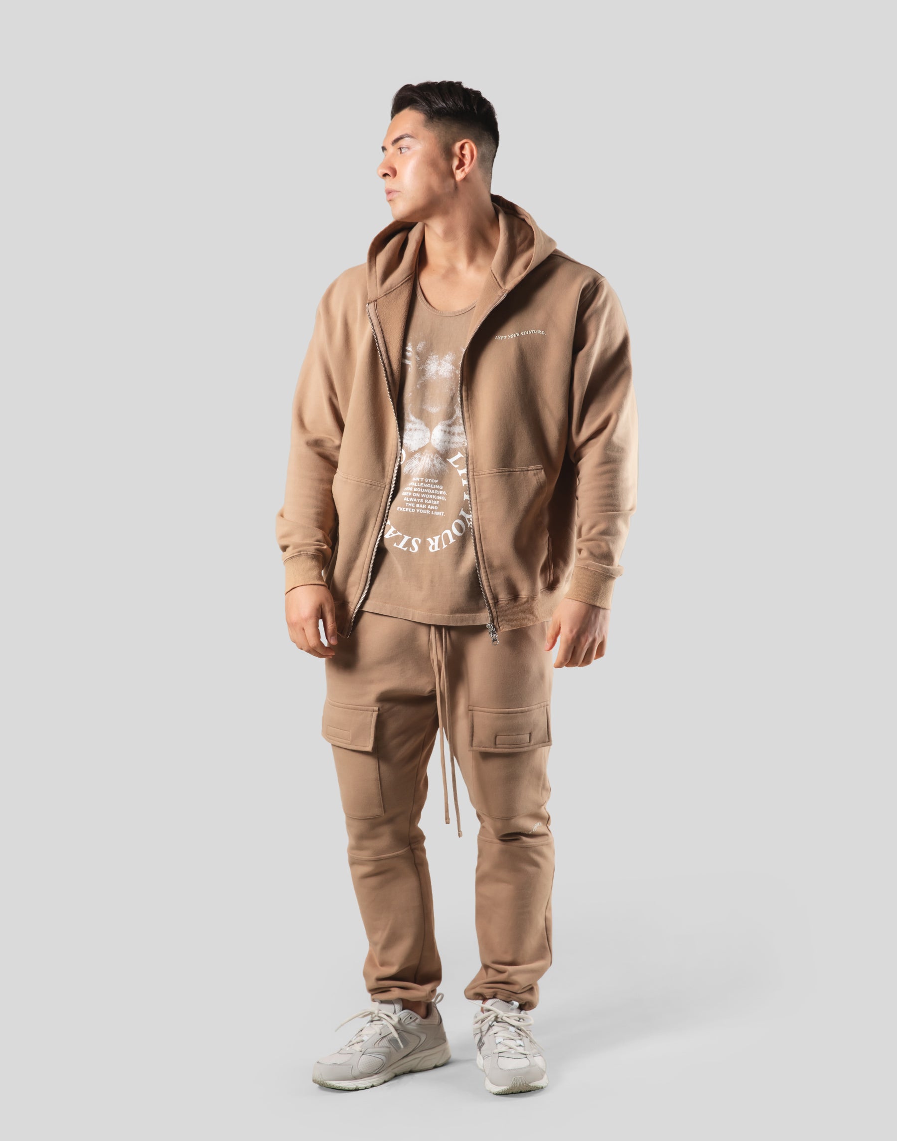 Lion Ring ZipUp Hoodie - Beige – LÝFT