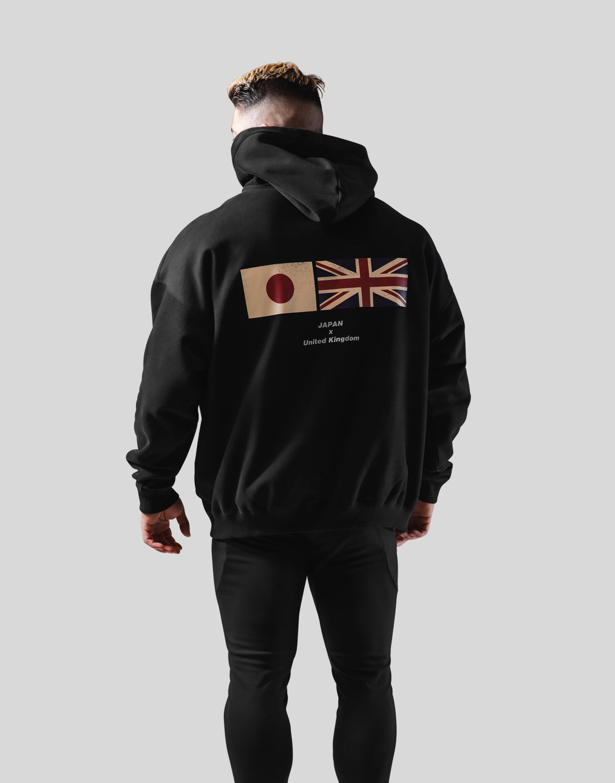 Flag Oversized Sweat Hoodie - Black