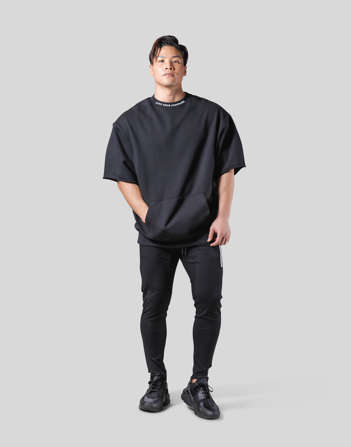 Message Ring Sweat Big T-Shirt - Black