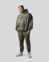 Old English Extra Wide Pullover Hoodie - Olive