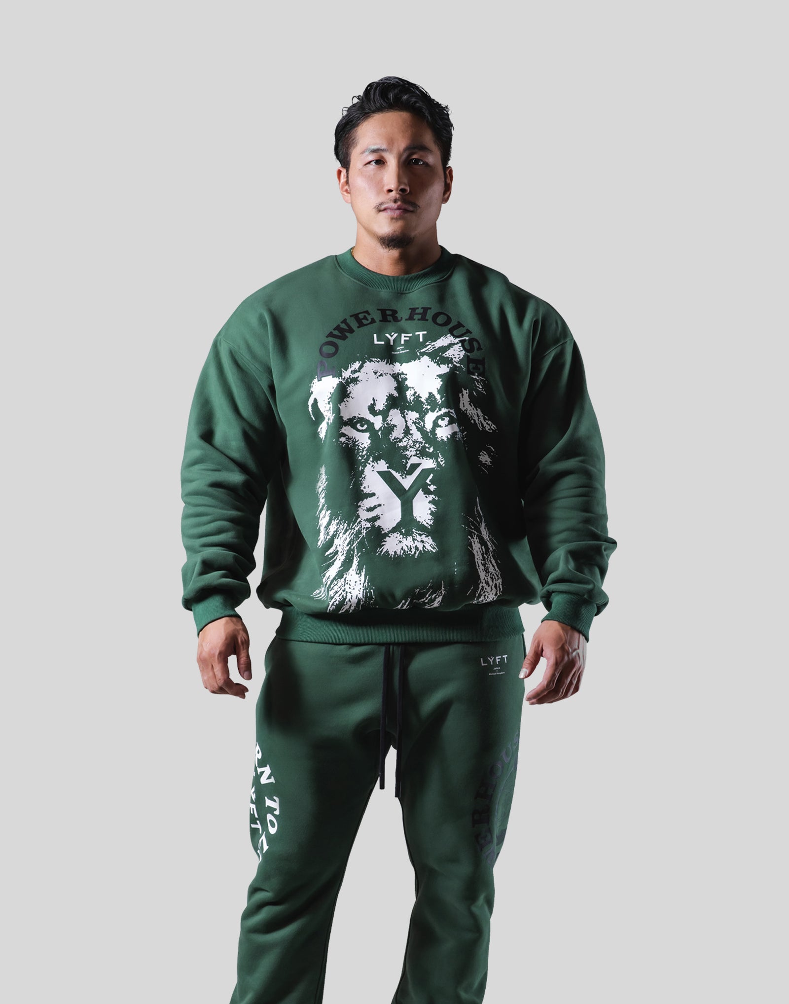 LÝFT × Power House Gym Lion Crewneck Sweat - Green