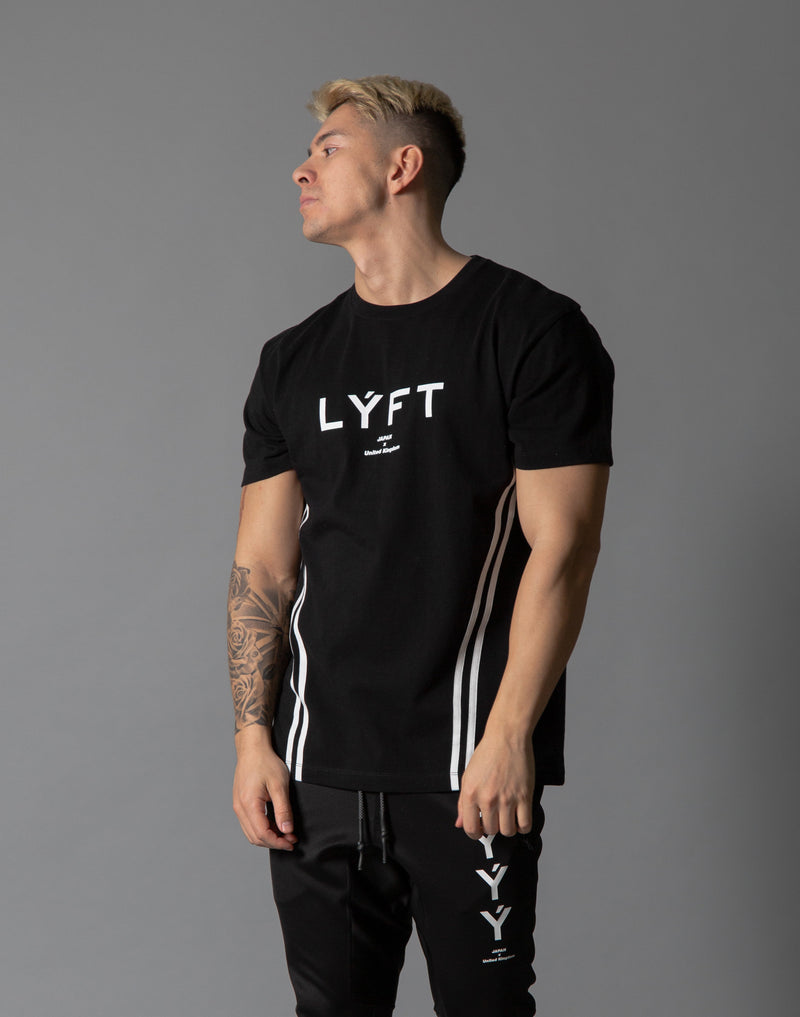 【美品】LYFT リフト ロゴ Tシャツ M ネイビー 背面メッシュ切り替え
