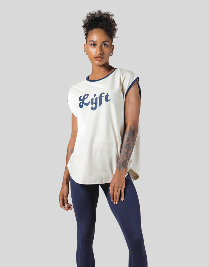 Old Logo Loose Fit Sleeve Less Shirt - Ivory