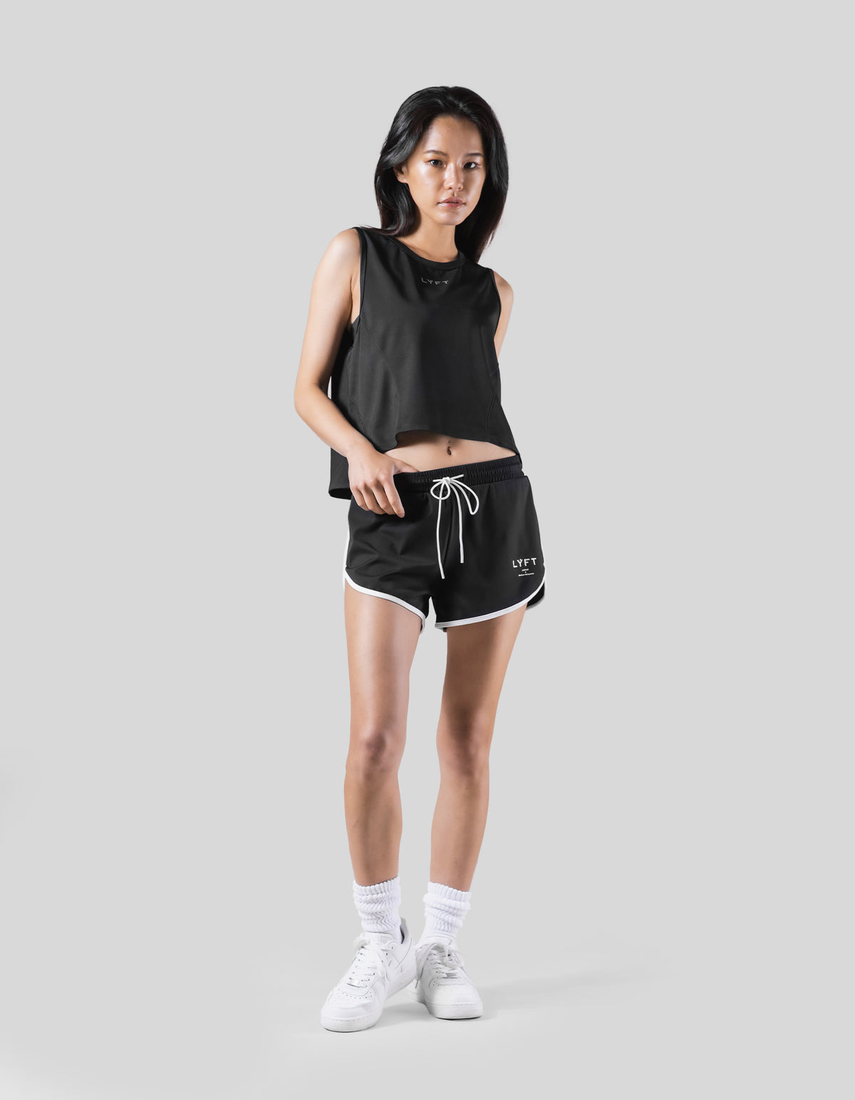 Side Mesh No Sleeve Shirt -Black