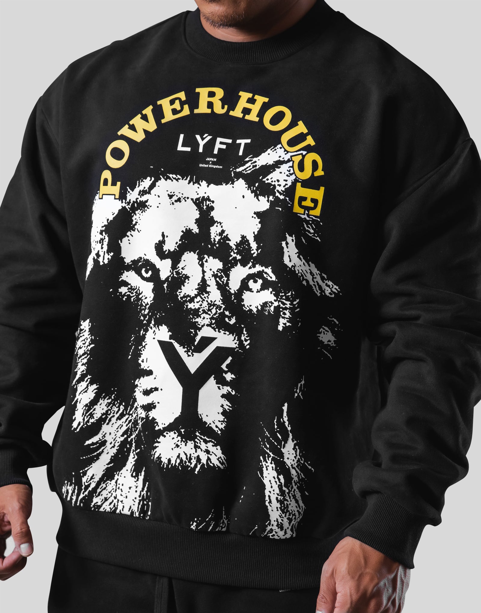 LÝFT × Power House Gym Lion Crewneck Sweat - Black