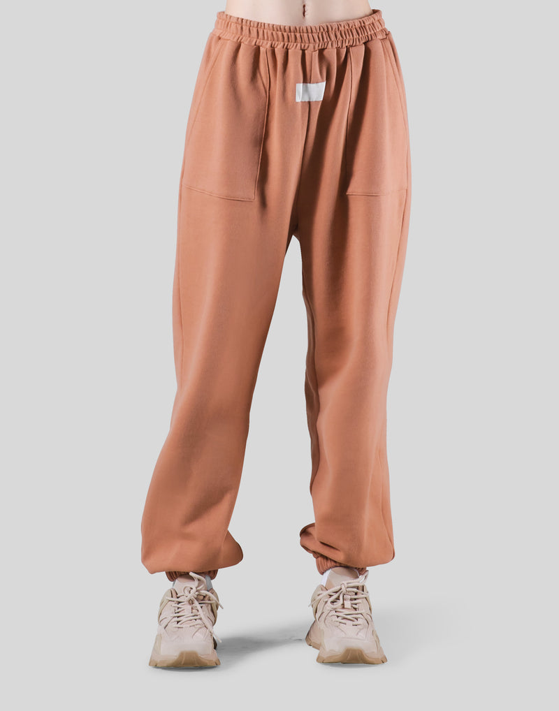 Woven Label Relax Sweat Pants - Coral
