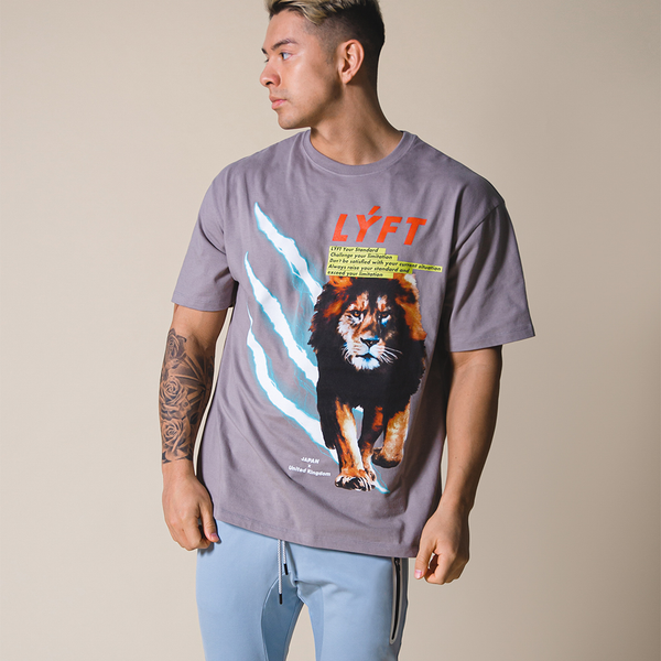 LÝFT Graphic Printed LION T-Shirt - Grey