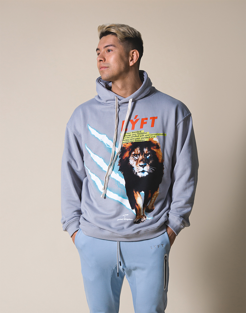 LÝFT Graphic Printed LION Pullover - Grey