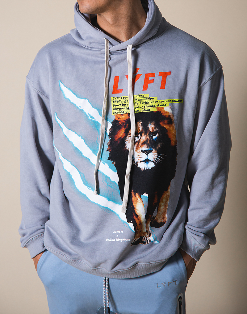 LÝFT Graphic Printed LION Pullover - Grey