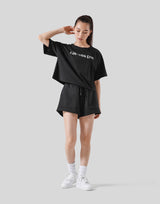 Wide Cropped T-Shirt - Black