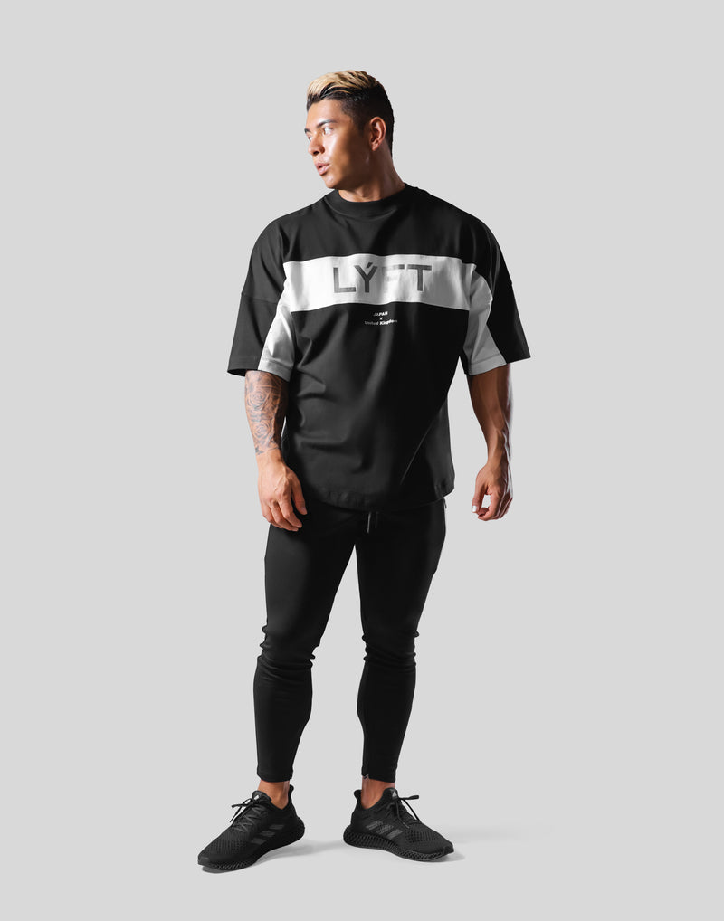 Separate Wide Shoulder Big T-Shirt - Black