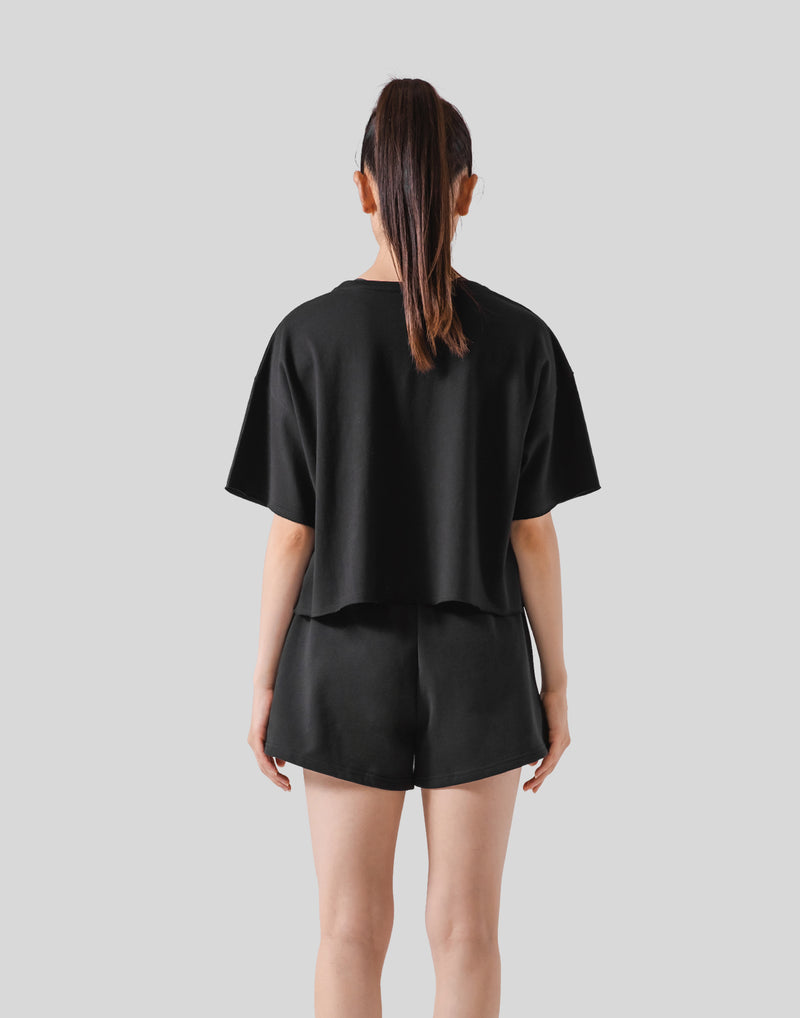 Wide Cropped T-Shirt - Black