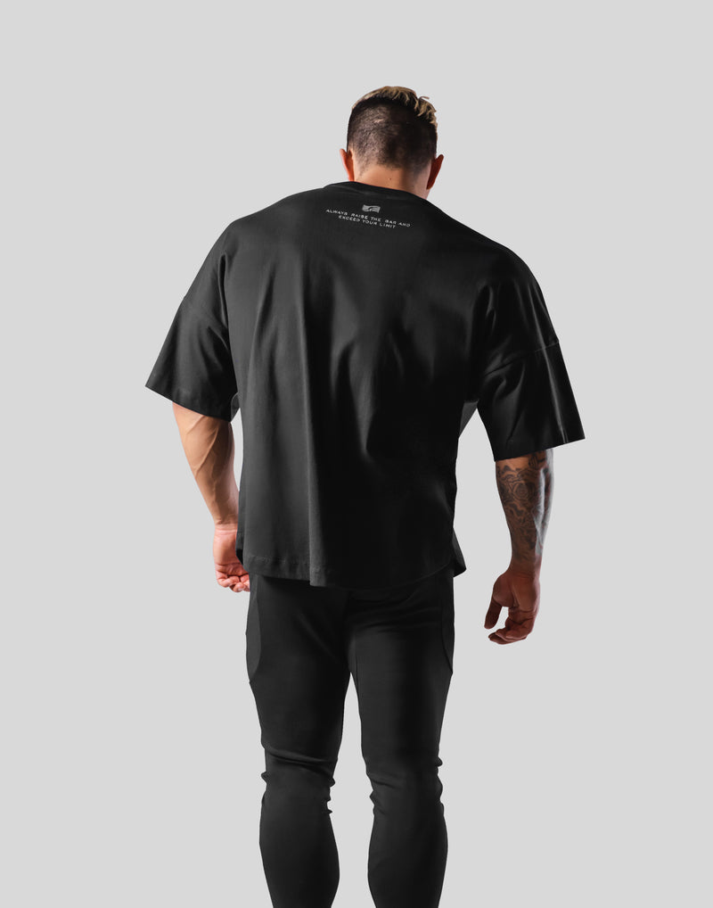 Separate Wide Shoulder Big T-Shirt - Black