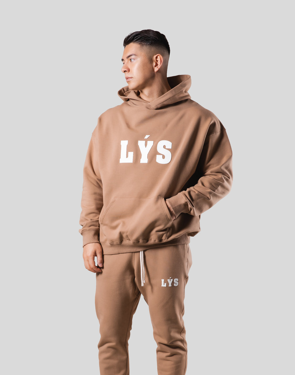 LÝS Logo Stretch Pullover Hoodie - Beige – LÝFT