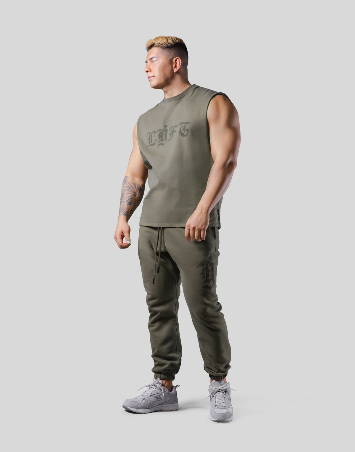 Old English Cutoff Tanktop - Olive