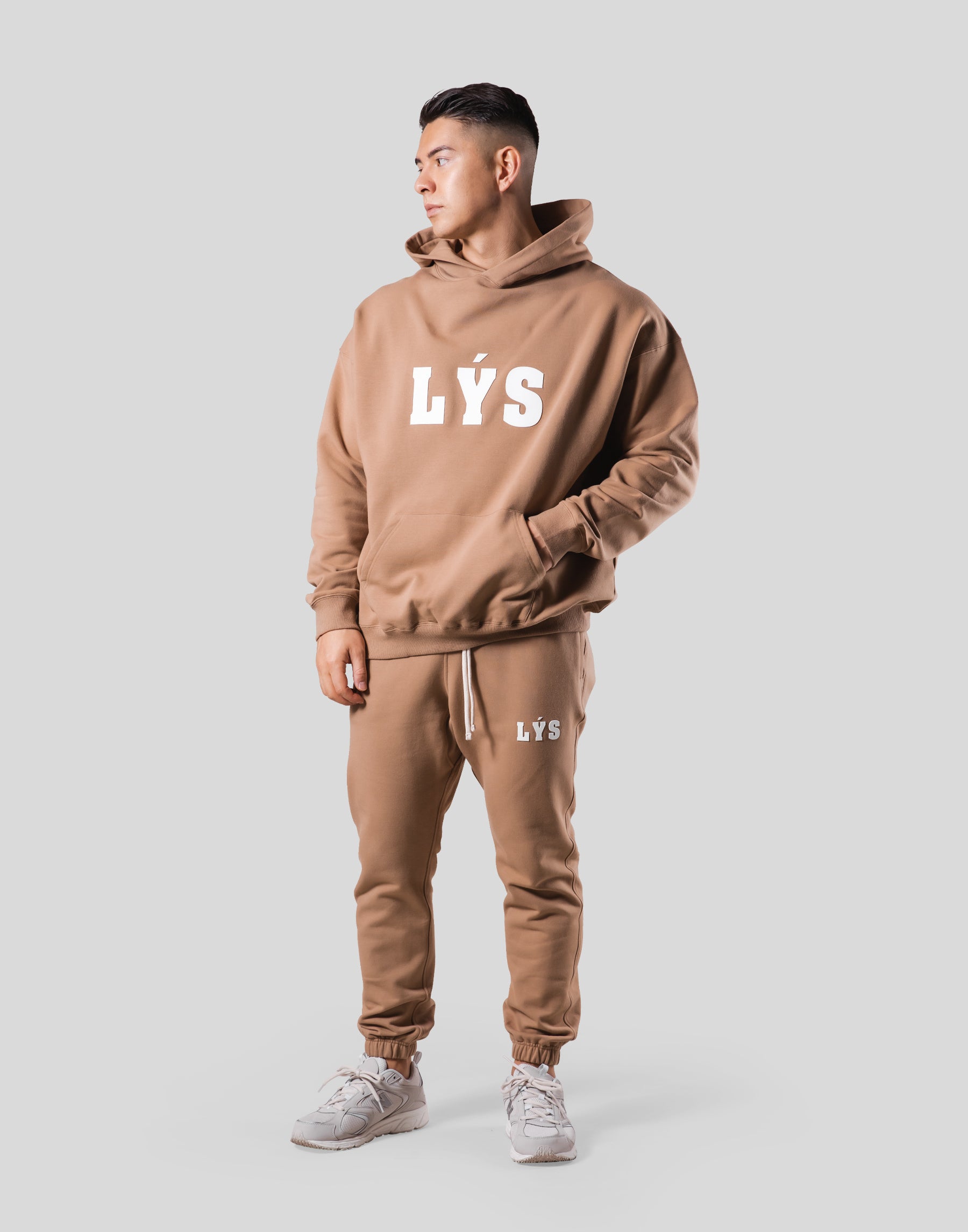 LÝS Logo Stretch Pullover Hoodie - Beige – LÝFT