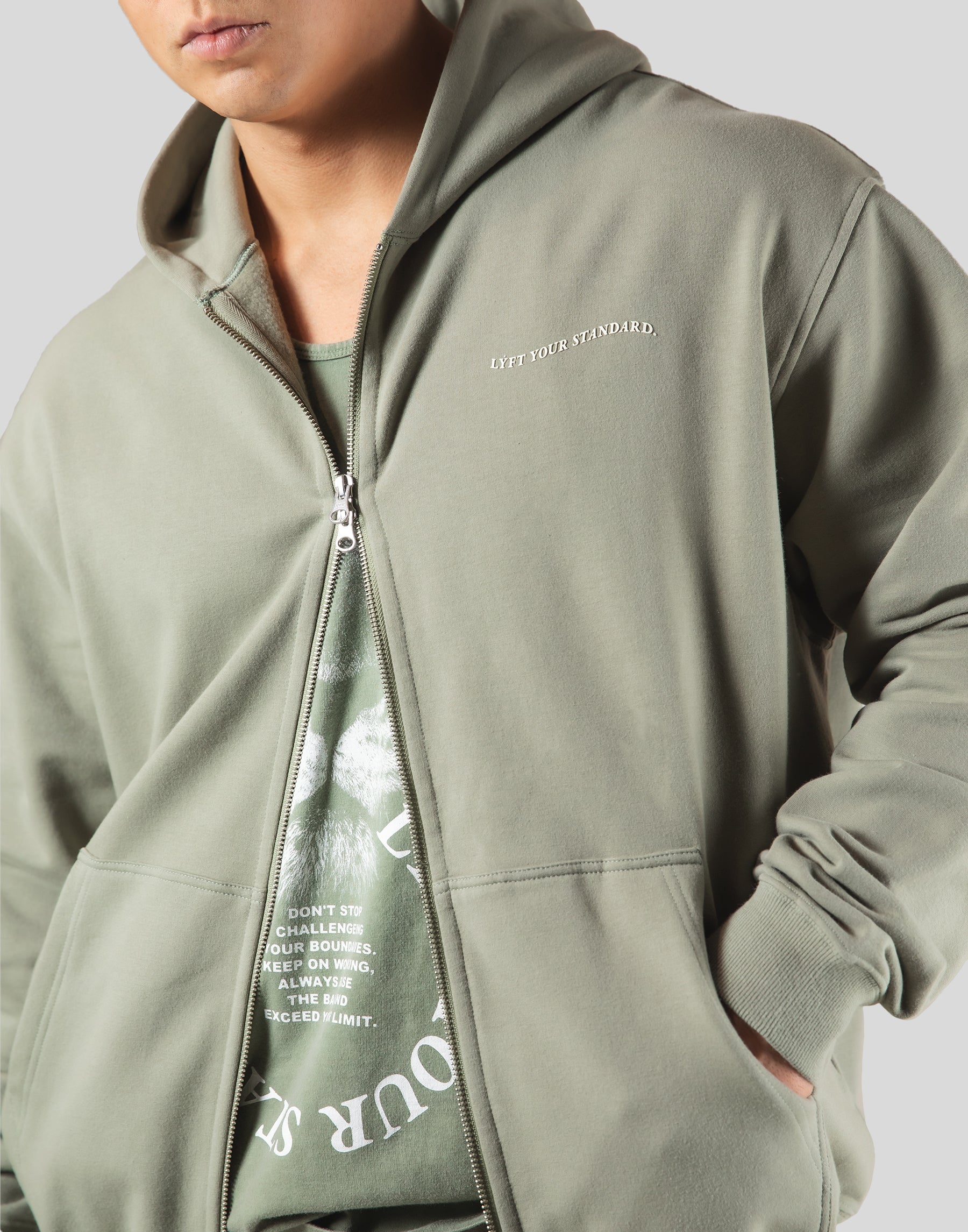 Mixed Flag ZipUp Hoodie - Olive – LÝFT