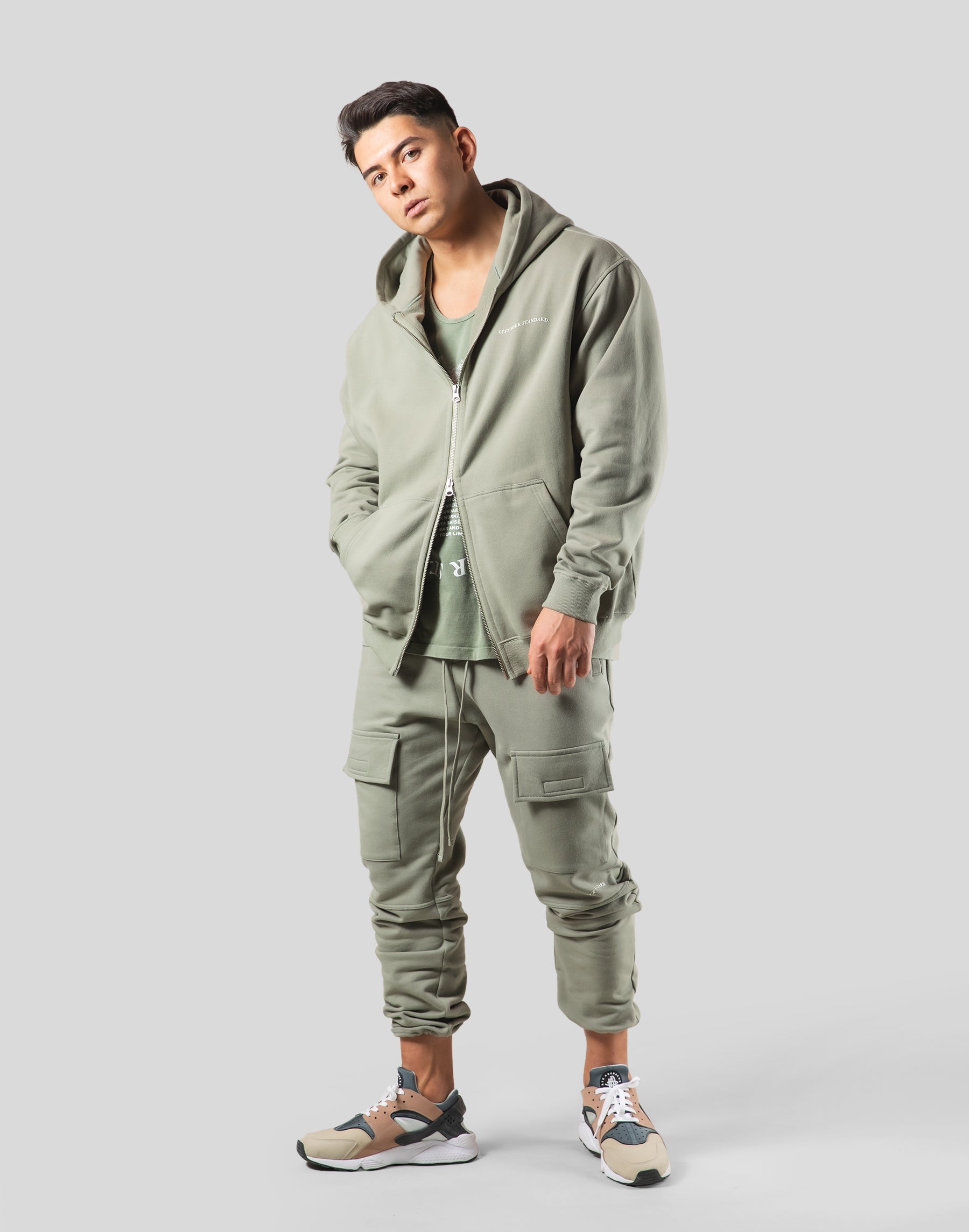 Mixed Flag ZipUp Hoodie - Olive – LÝFT