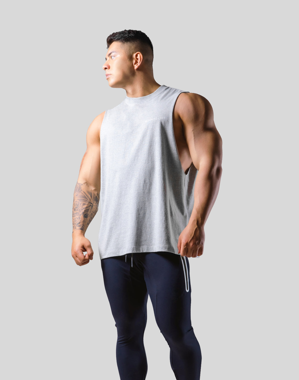 Back Message Drop Tanktop - Grey