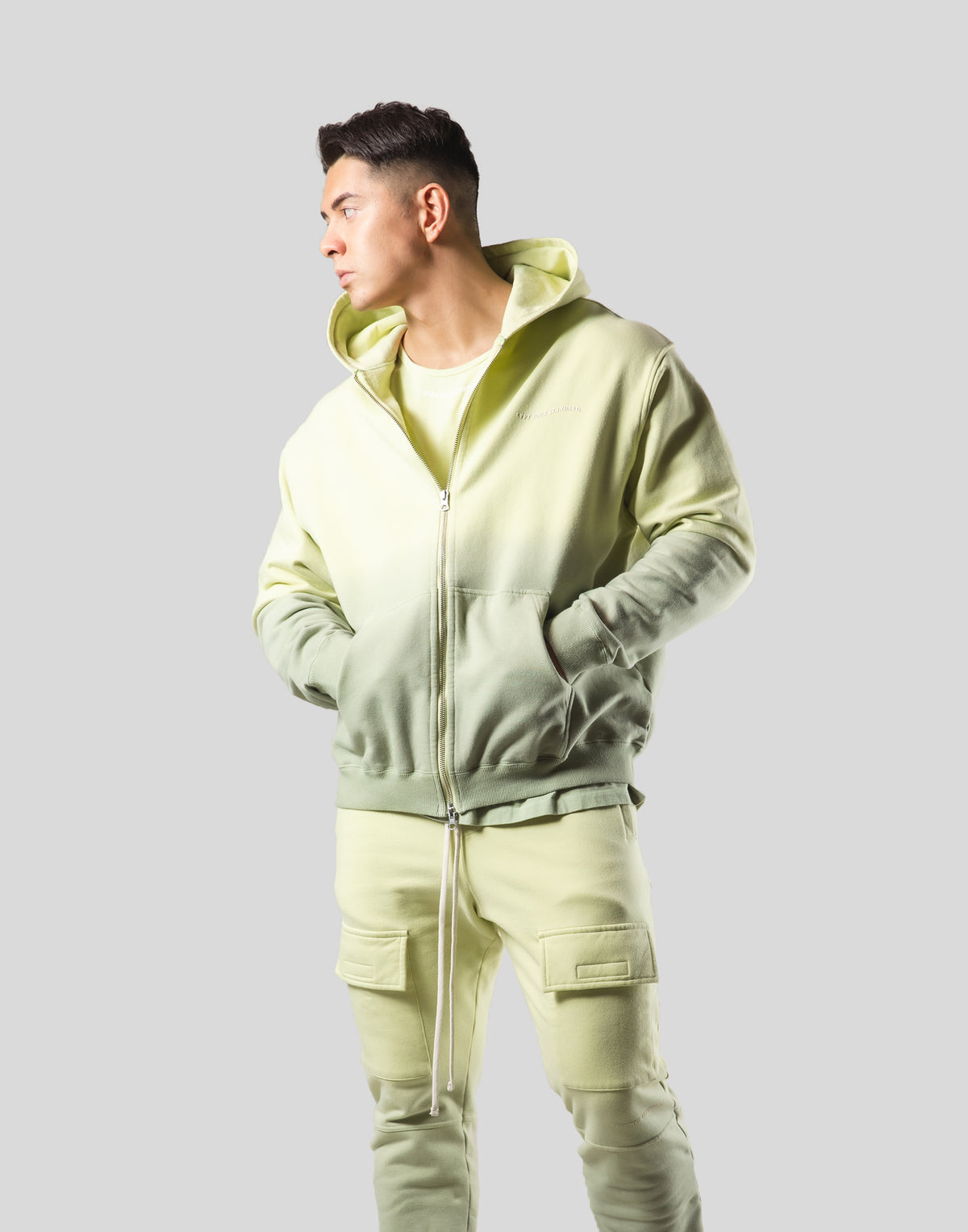 Mixed Flag ZipUp Hoodie - Lime