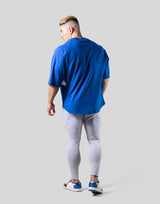 Angle Separate Wide Shoulder Big T-Shirt - Blue