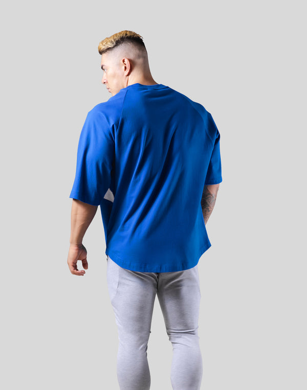 Angle Separate Wide Shoulder Big T-Shirt - Blue