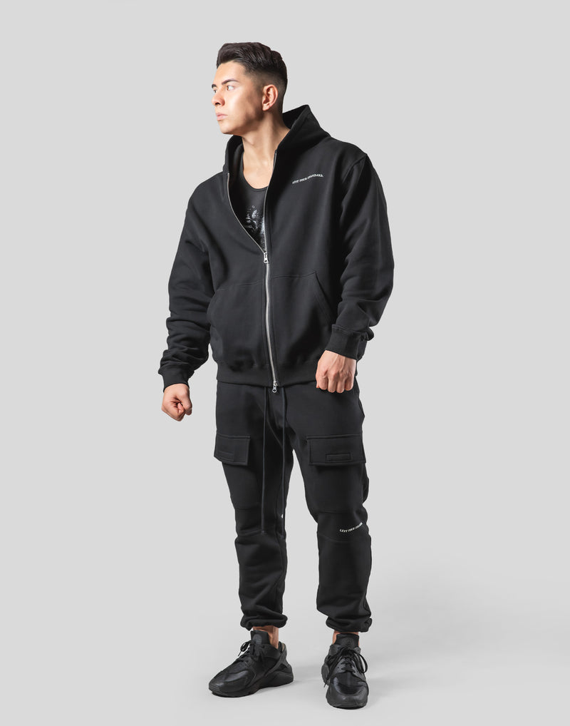 Mixed Flag ZipUp Hoodie - Black