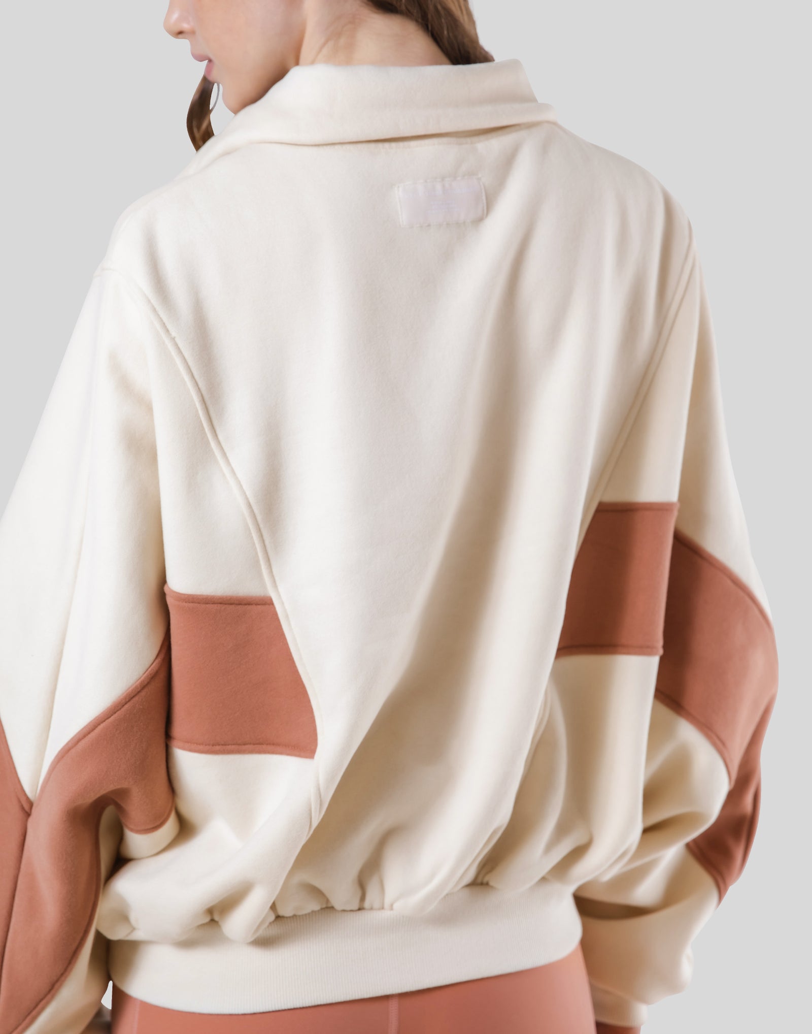 Loose Fit Zip Up Sweat Jacket - Ivory / Coral – LÝFT