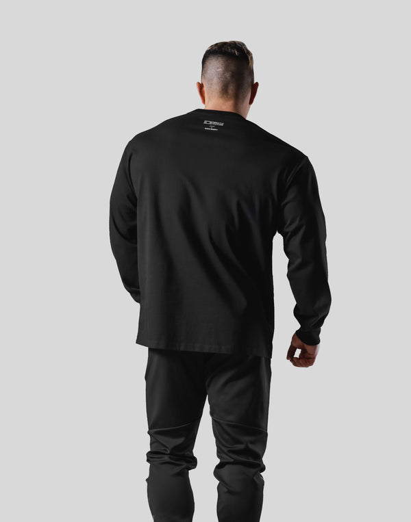 Emblem Raglan Long  Sleeve T-Shirt - Black