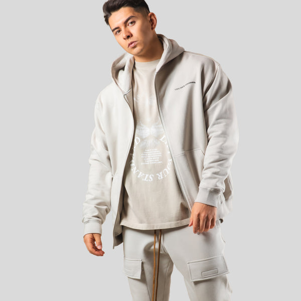 完売 Light Cotton Sweat Zip フーディー Mixed Flag ZipUp Hoodie - Ivory – LÝFT