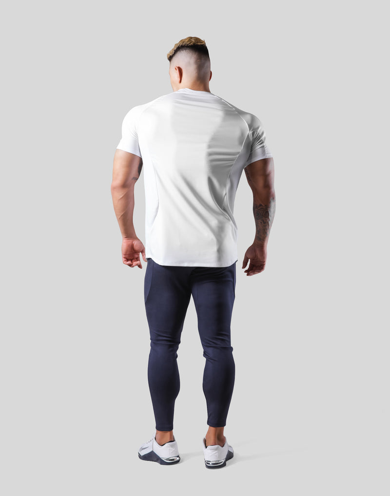 Side Round Mesh Stretch T-Shirt  - White