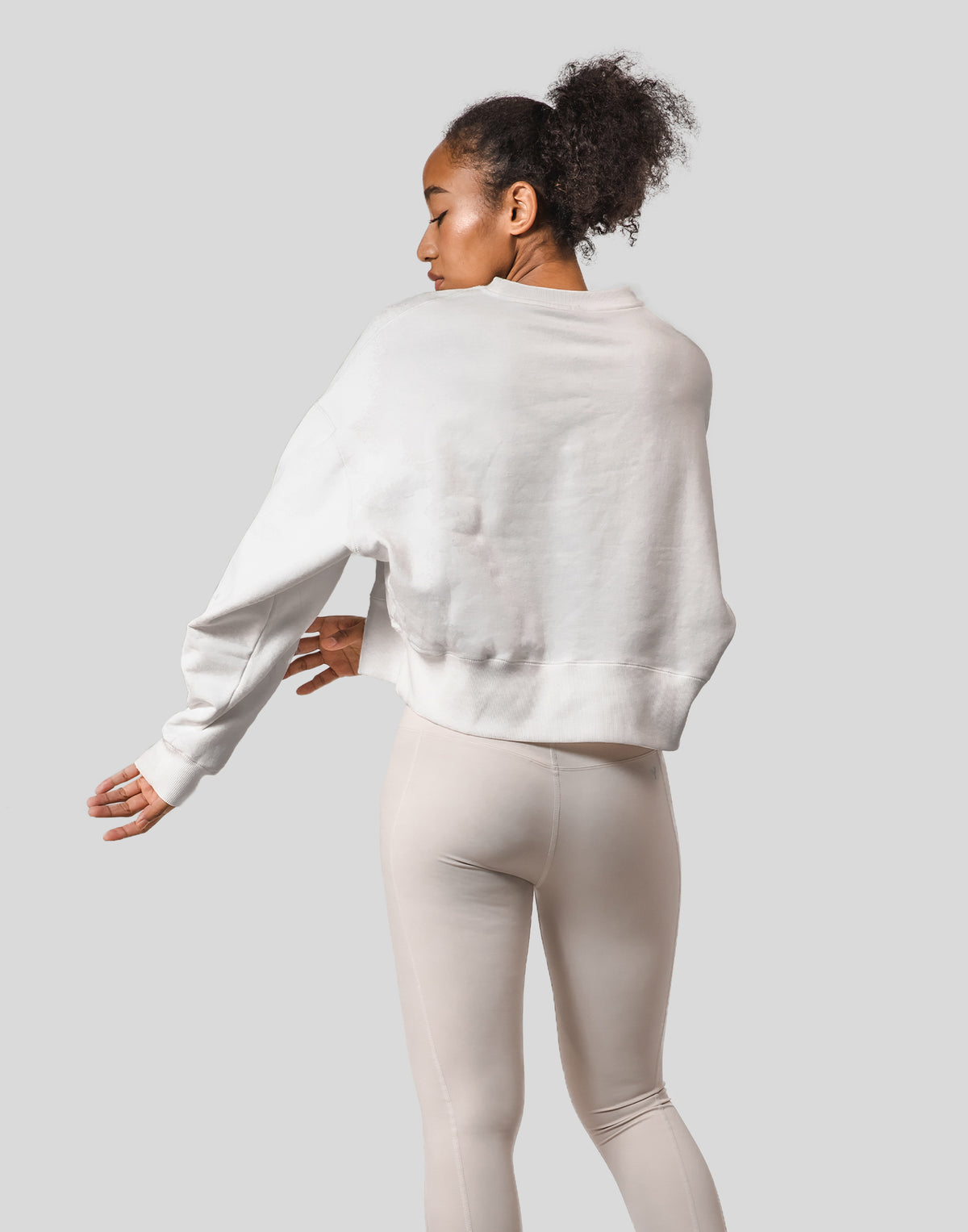 Splash Cropped Crewneck Sweat - Grey