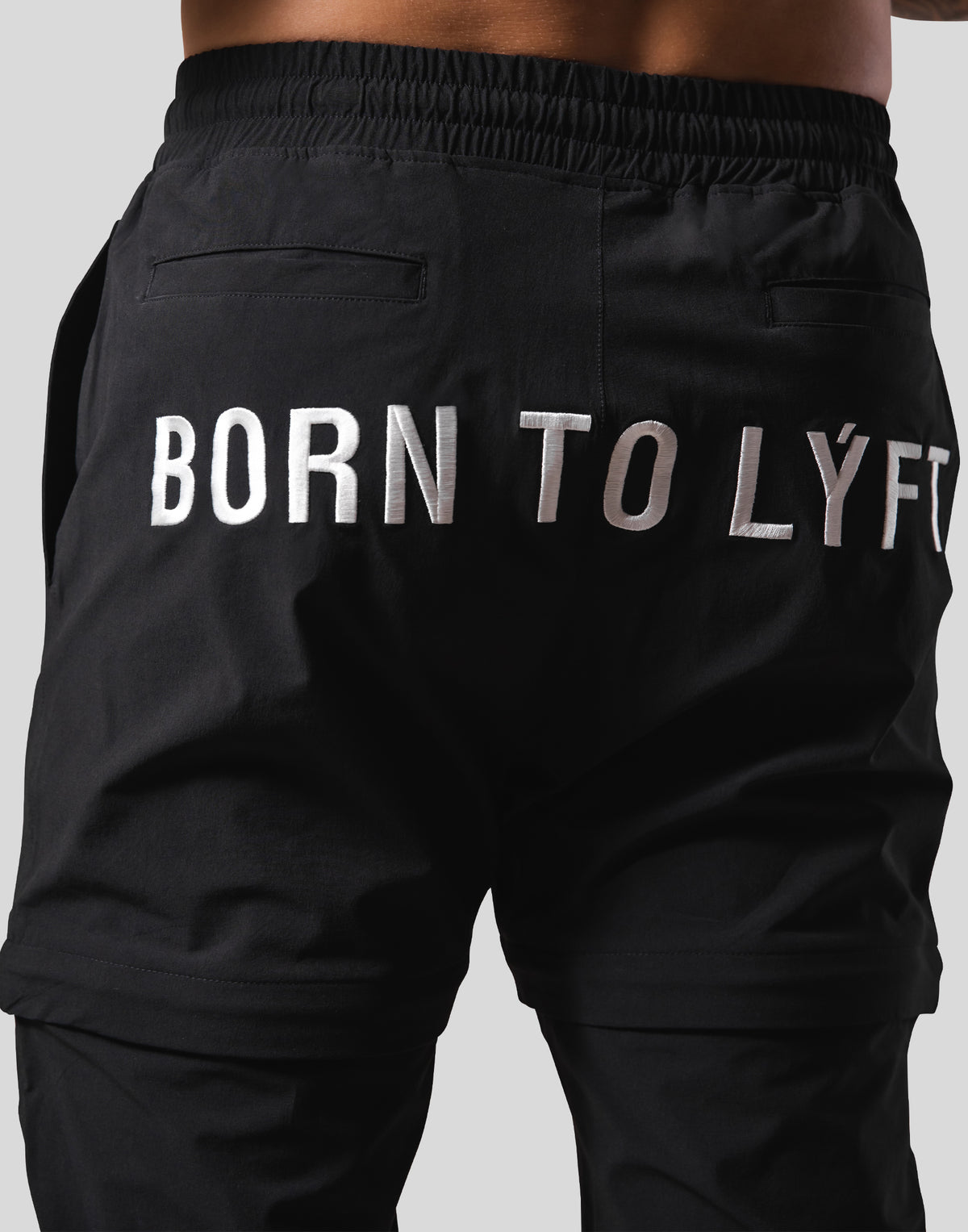 Back Message Separate Nylon Pants - Black