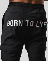 Back Message Separate Nylon Pants - Black