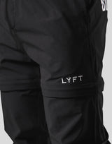 Back Message Separate Nylon Pants - Black