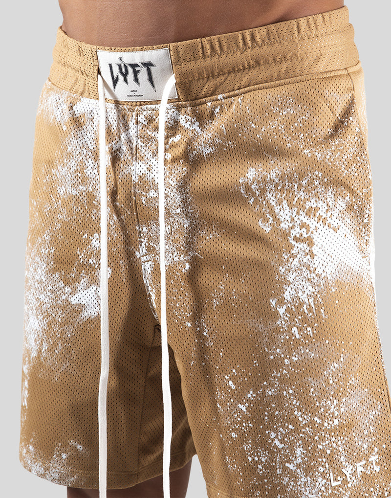 Splash Paint Mesh Shorts - Beige