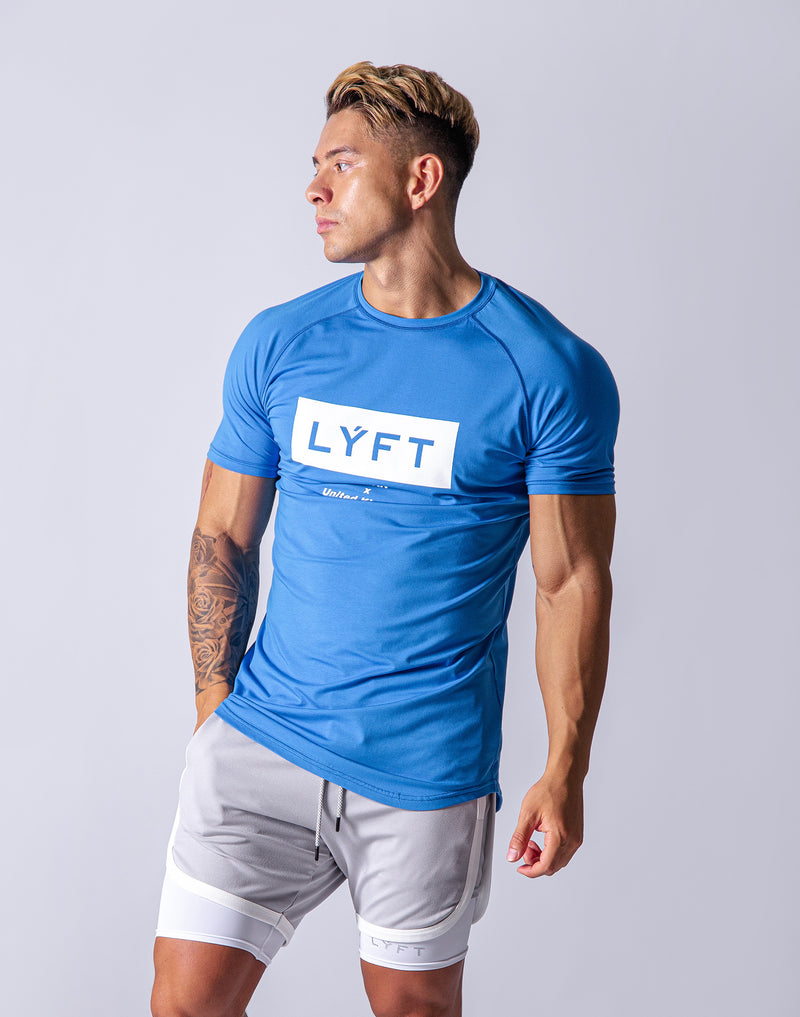 LYFT Box Logo Slim Fit T-Shirts - Blue/White