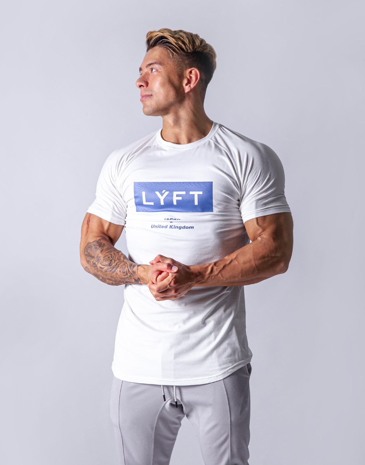 LYFT Box Logo Slim Fit T-Shirts - White/Blue