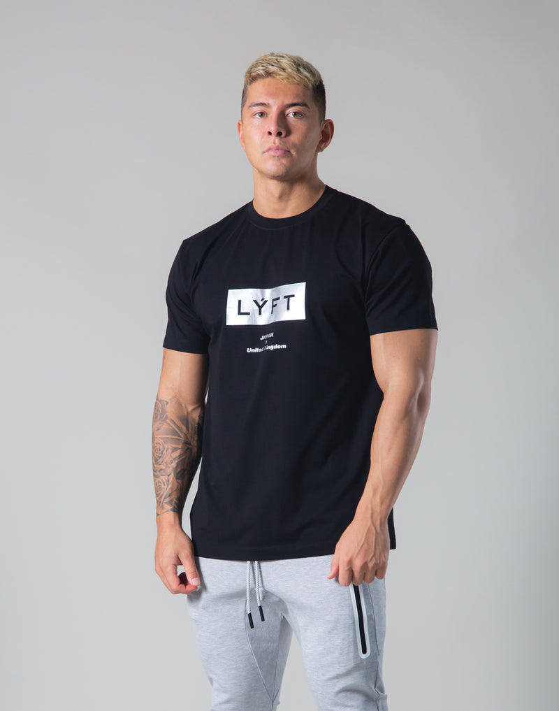 LÝFT Box Logo Standard Fit Stretch T-shirt - Black