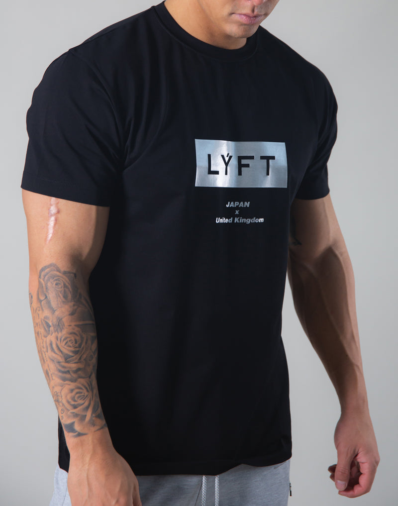 LÝFT Box Logo Standard Fit Stretch T-shirt - Black