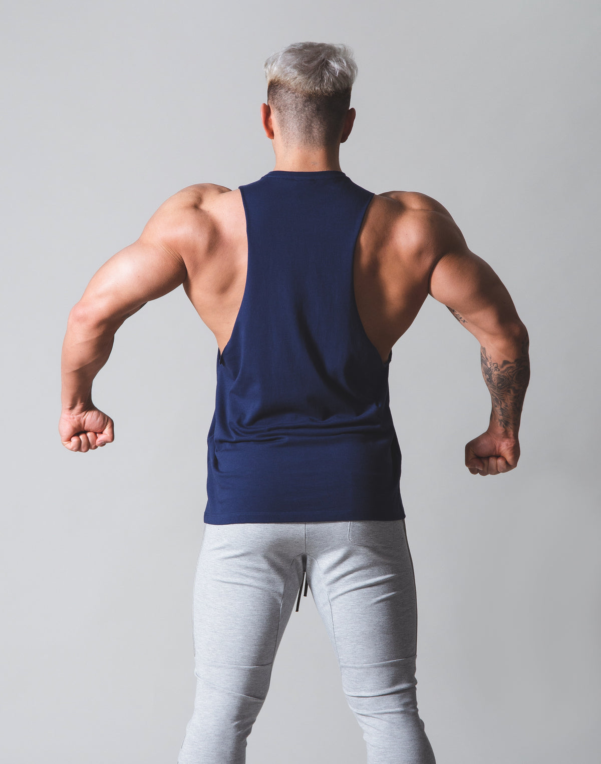 LÝFT London Punk Logo Drop Shoulder Tanktop - Navy